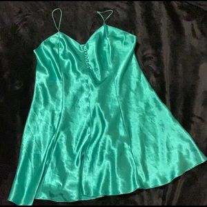 Teal/Green Vintage Satin Slip Dress